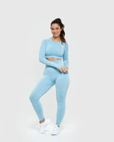 Move Seamless Long Sleeve Crop Top | Blue Marl WOMEN'S BEST
